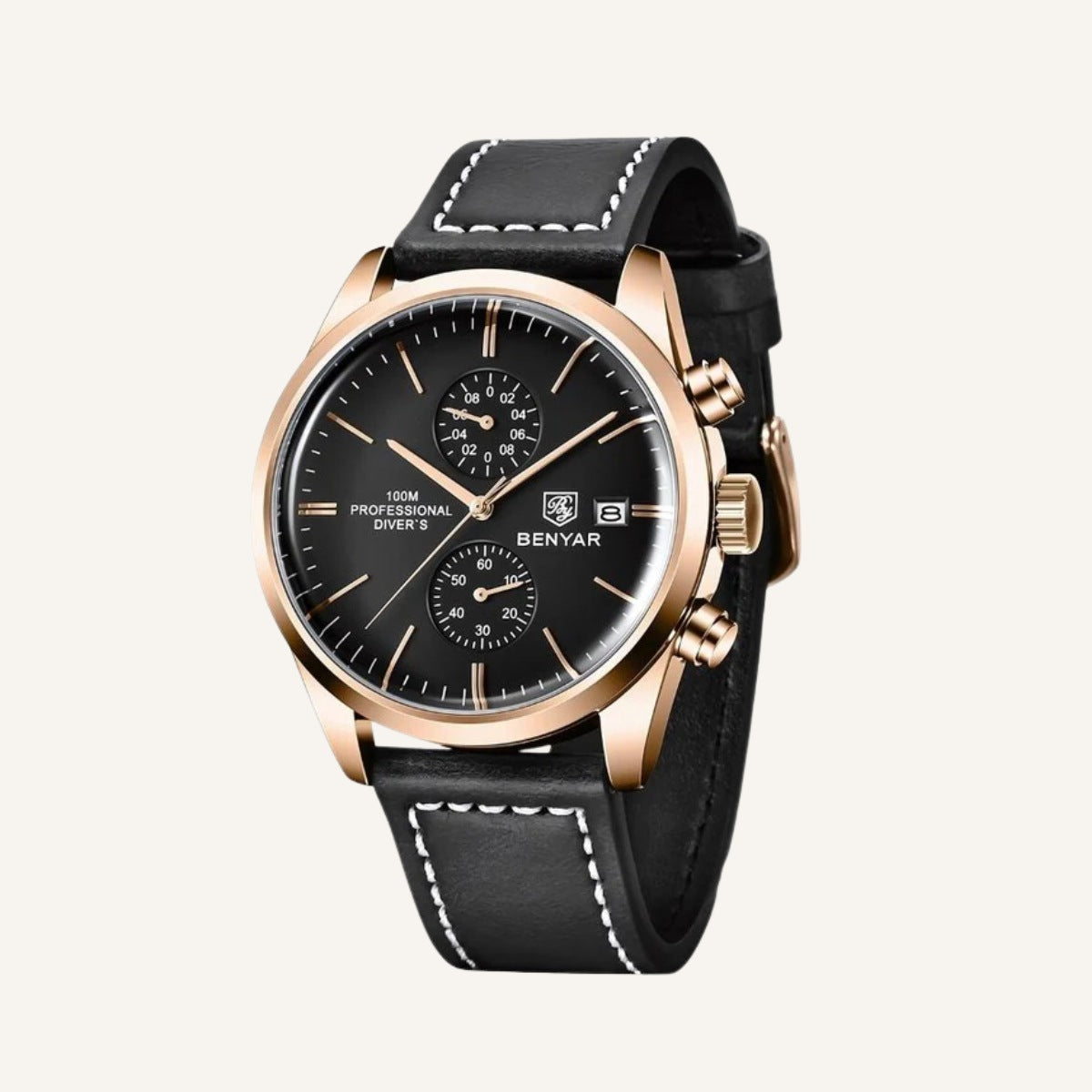 Relógio de Couro Classic Civano dourado